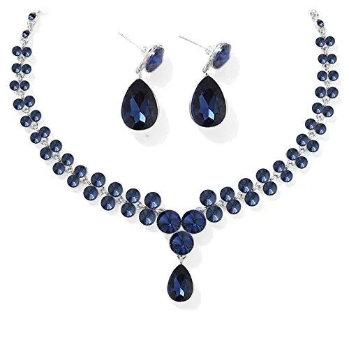 Yellow Chimes Necklaces Yellow Chimes AD Crystal Elements Delicate Drop Design Sparkling Colors Fascinating Necklace Set with Earrings for Women Yellow Chimes Necklaces Yellow Chimes AD Crystal Elements Delicate Drop Design Sparkling Colors Fascinating Necklace Set with Earrings for Women