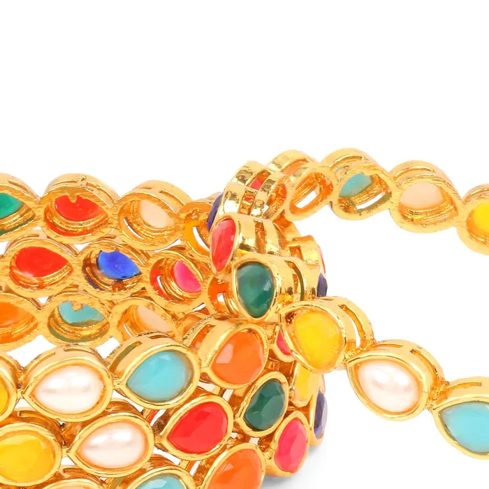 Yellow Chimes Necklaces Yellow Chimes Bangles for Women and Girls Traditional Multicolor Bangles for women Gold Plated Stones Studded Bangles for Girls 4 Pcs Bangle Birthday Gift For Girls Women