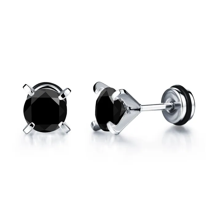 Yellow Chimes Necklaces YELLOW CHIMES Black Crystal Royal Crown Stud Earrings for Boys and Men