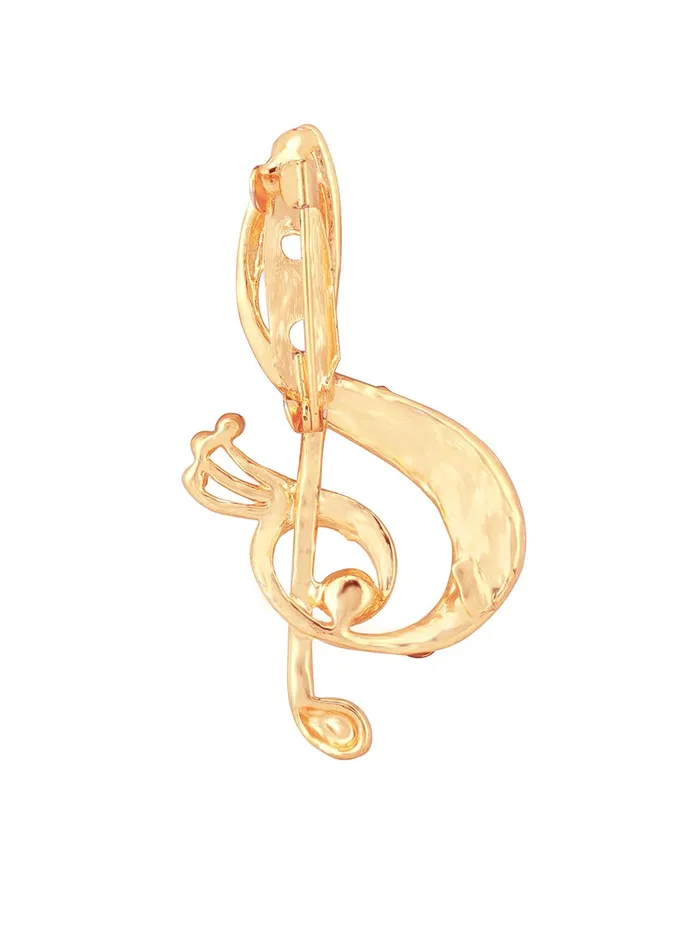 Yellow Chimes Necklaces Yellow Chimes Brooch for Men Musical Note Music Gold Plated Brass Crystal Studded BroochLapel Pin For Men and Boys