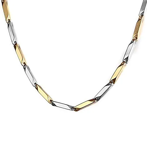 Yellow Chimes Necklaces Yellow Chimes Classic Stainless Steel Dual Toned Rice Chain Necklace by Yellow Chimes Silver Plated Chain for Men Silver Gold YCSSCH214RICEGLSL Yellow Chimes Necklaces Yellow Chimes Classic Stainless Steel Dual Toned Rice Chain Necklace by Yellow Chimes Silver Plated Chain for Men Silver Gold YCSSCH214RICEGLSL
