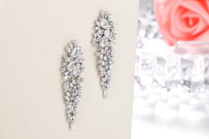 Yellow Chimes Necklaces Yellow Chimes Danglers Earrings for Women Sparkling White Cubic Zircon Silver Plated Dangler Earrings for Women and Girls