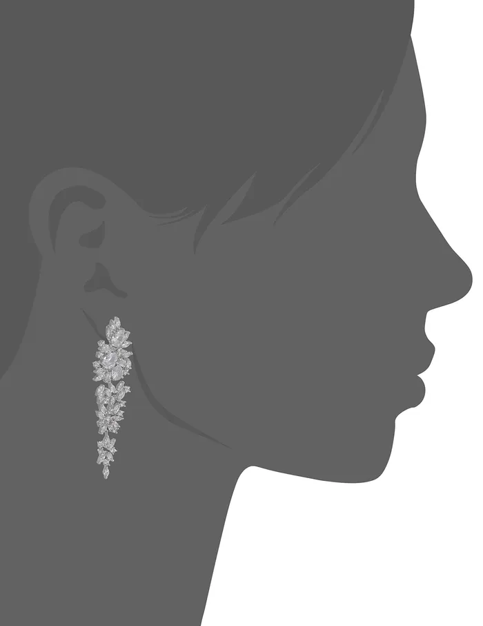 Yellow Chimes Necklaces Yellow Chimes Danglers Earrings for Women Sparkling White Cubic Zircon Silver Plated Dangler Earrings for Women and Girls