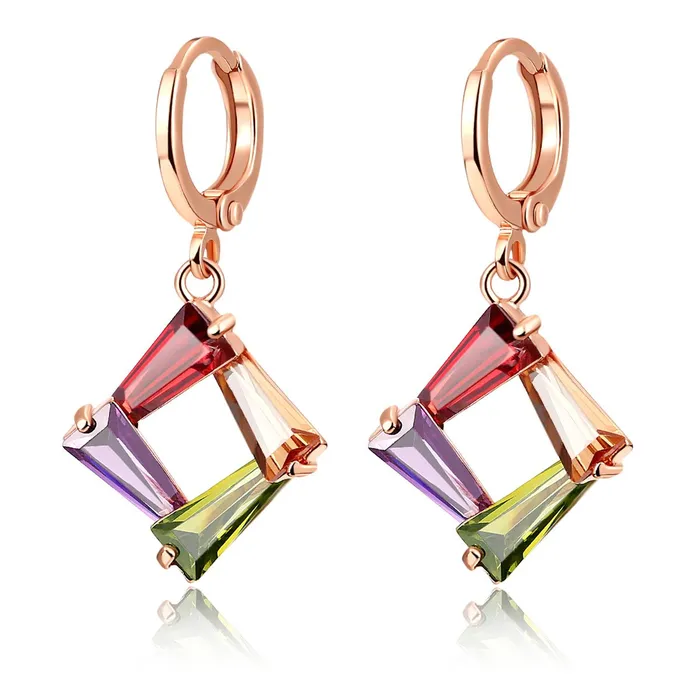 Yellow Chimes Necklaces Yellow Chimes Designer Square Swiss Cubic Zircon Rose Gold Plated Pendant Set for Women and Girls