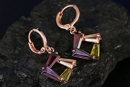 Yellow Chimes Necklaces Yellow Chimes Designer Square Swiss Cubic Zircon Rose Gold Plated Pendant Set for Women and Girls