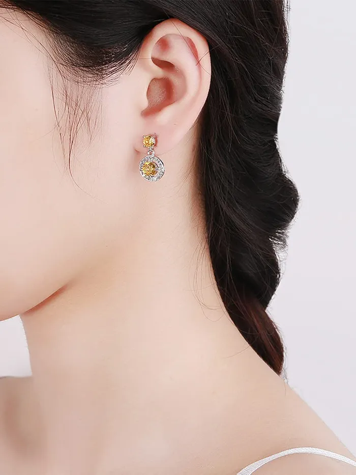 Yellow Chimes Necklaces Yellow Chimes Drop Earrings for Women with Yellow Crystal Silvertoned Glamour Spark Drop Earrings For Women Girls