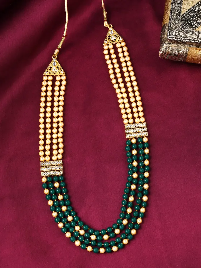 Yellow Chimes Necklaces Yellow Chimes Dulahmala For Mens Pearl Necklace Jewellery for Groom Dulha Moti Mal Haar For men