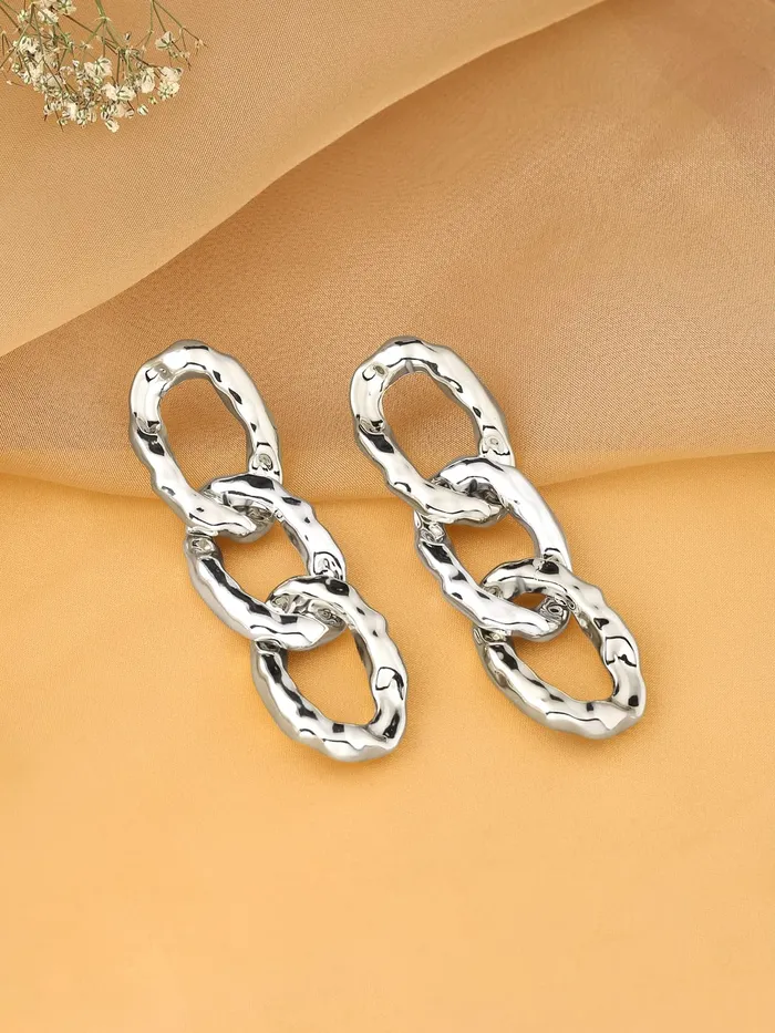 Yellow Chimes Necklaces Yellow Chimes Earrings for Women and Girls Drop Earrings for Girls Silver Toned Chain Drop Designed Drop Earrings Birthday Gift for girls and women Anniversary Gift for Wife