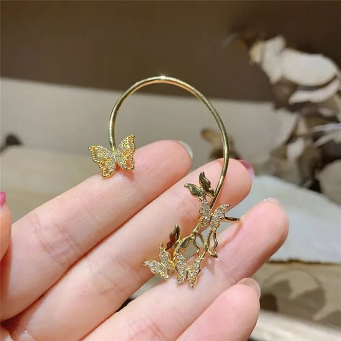 Yellow Chimes Necklaces Yellow Chimes Earrings for Women and Girls Fashion Gold Ear Cuff Gold Toned Ear Cuff Butterfly Cartilage Ear Clips Earrings Birthday Gift for Girls and Women Anniversary Gift for Wife