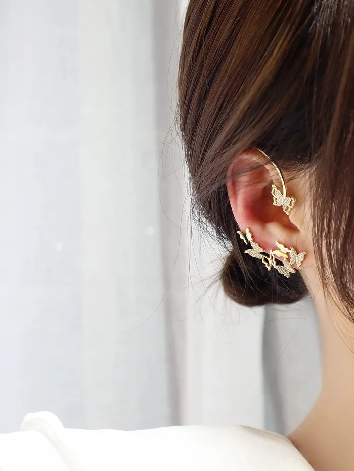 Yellow Chimes Necklaces Yellow Chimes Earrings for Women and Girls Fashion Gold Ear Cuff Gold Toned Ear Cuff Butterfly Cartilage Ear Clips Earrings Birthday Gift for Girls and Women Anniversary Gift for Wife