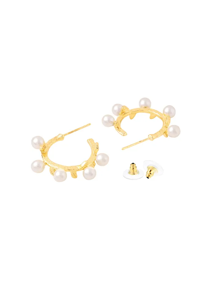 Yellow Chimes Necklaces Yellow Chimes Earrings for Women and Girls Fashion Gold Pearls Studded Hoops Gold Plated Earring Set Western Earrings Combo Chic Reverie Birthday Anniversary Gift for Girls Women Design 3