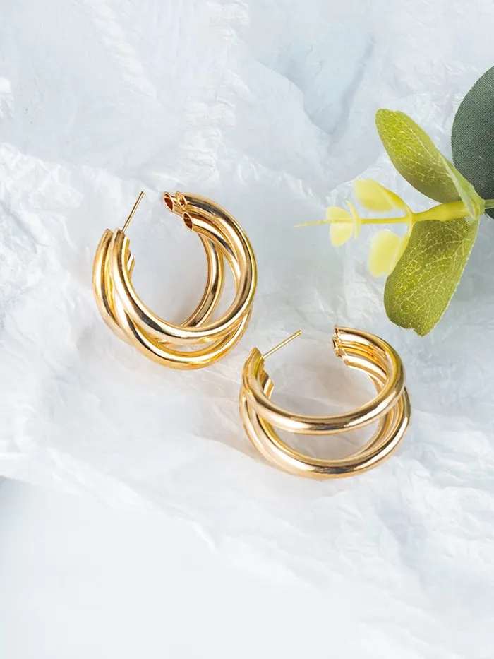 Yellow Chimes Necklaces Yellow Chimes Earrings for Women and Girls Golden Hoops Earrings Gold Plated Layered Hoop Earrings for Women Birthday Gift for girls and women Anniversary Gift for Wife