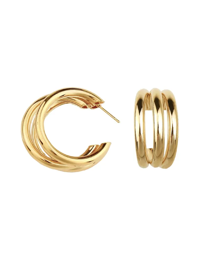 Yellow Chimes Necklaces Yellow Chimes Earrings for Women and Girls Golden Hoops Earrings Gold Plated Layered Hoop Earrings for Women Birthday Gift for girls and women Anniversary Gift for Wife