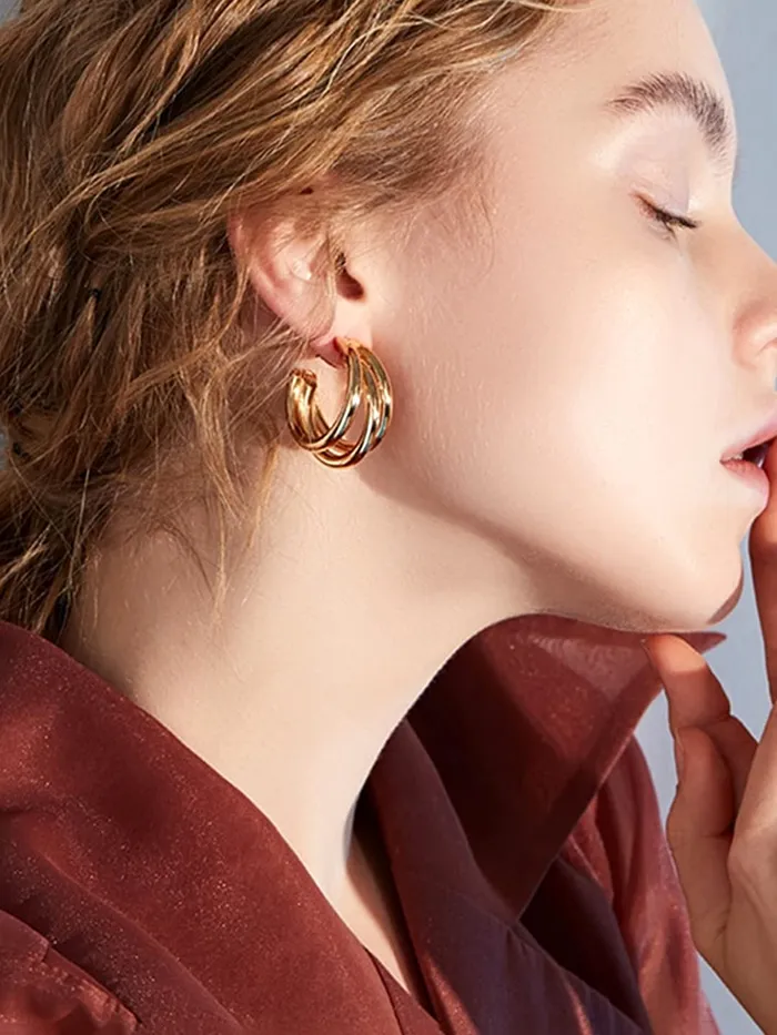 Yellow Chimes Necklaces Yellow Chimes Earrings for Women and Girls Golden Hoops Earrings Gold Plated Layered Hoop Earrings for Women Birthday Gift for girls and women Anniversary Gift for Wife