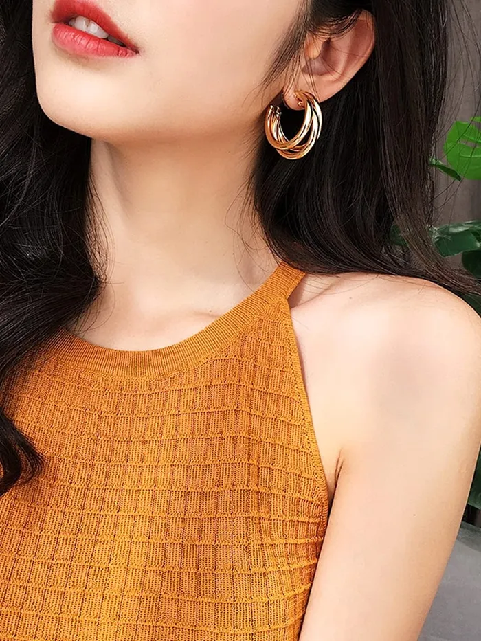 Yellow Chimes Necklaces Yellow Chimes Earrings for Women and Girls Golden Hoops Earrings Gold Plated Layered Hoop Earrings for Women Birthday Gift for girls and women Anniversary Gift for Wife