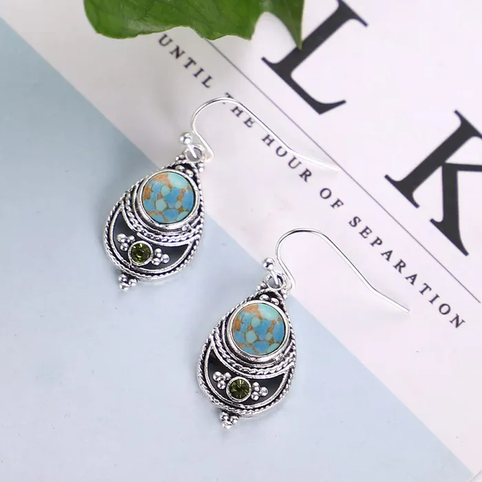 Yellow Chimes Necklaces Yellow Chimes Earrings For Women Silver Toned Blue Stone Studded Tear Drop Earrings For Women and Girls