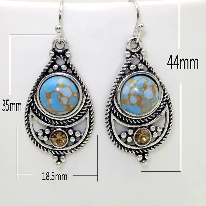 Yellow Chimes Necklaces Yellow Chimes Earrings For Women Silver Toned Blue Stone Studded Tear Drop Earrings For Women and Girls