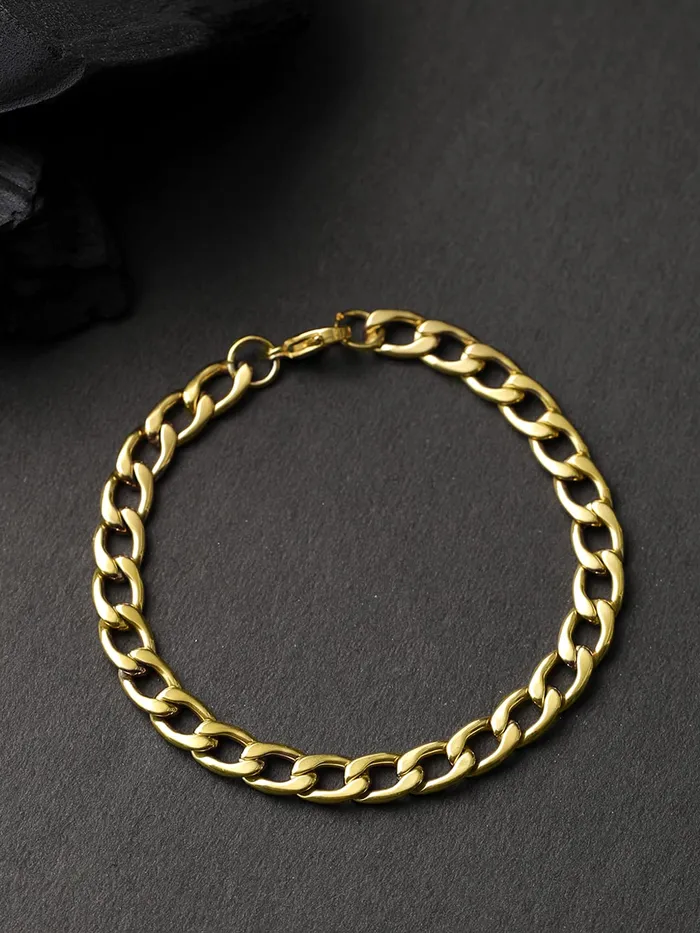 Yellow Chimes Necklaces Yellow Chimes Elegant Latest Fashion Stainless Steel Gold Plated Chain Bracelet for Men and Boys