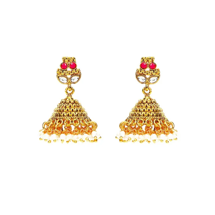 Yellow Chimes Necklaces Yellow Chimes Ethnic Gold Plated Studded Kundan Green Beads Design Jewellery Set Traditional Choker Necklace Set with Earrings and maang Tikka for Women and Girls Design 7