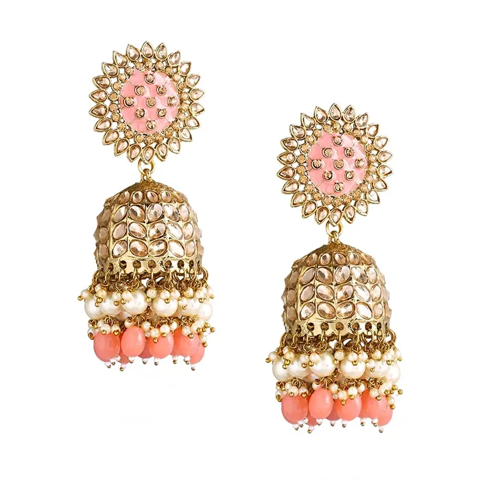Yellow Chimes Necklaces Yellow Chimes Ethnic Gold Plated Traditional Kundan Studded Peach Meenakari Touch Pearl moti Jhumka Earrings for Women and Girls Gold Peach Medium Model YCTJER88JHKLGPCH Yellow Chimes Necklaces Yellow Chimes Ethnic Gold Plated Traditional Kundan Studded Peach Meenakari Touch Pearl moti Jhumka Earrings for Women and Girls Gold Peach Medium Model YCTJER88JHKLGPCH