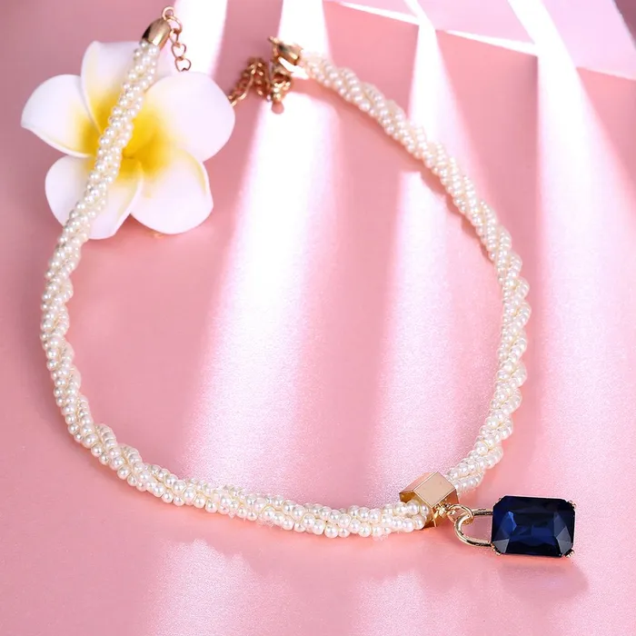 Yellow Chimes Necklaces Yellow Chimes Fashion Designer Blue Necklace for Women Girls