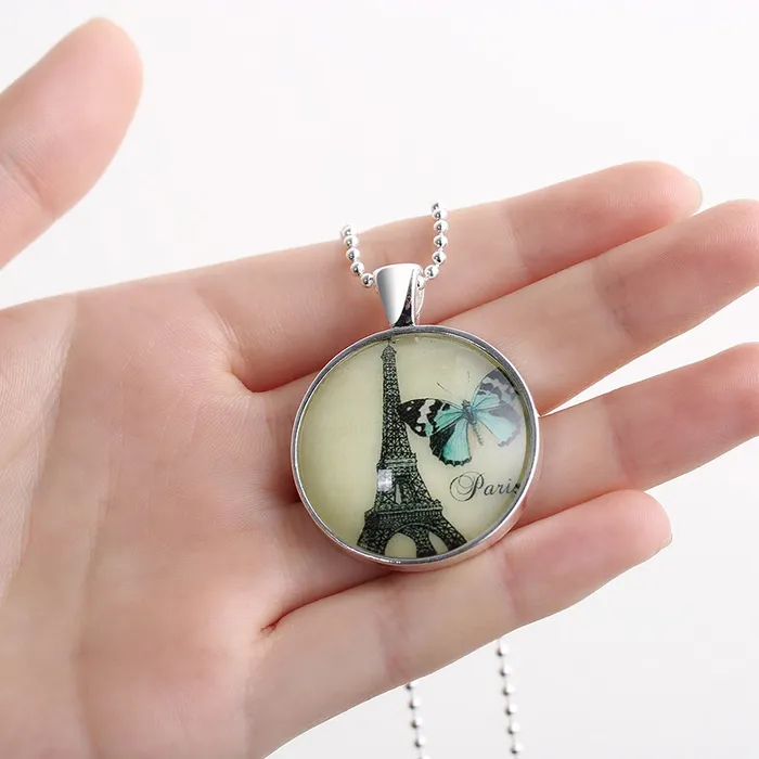 Yellow Chimes Necklaces Yellow Chimes Glow Collection Eiffel Butterfly Silver Pendant for Women Girls