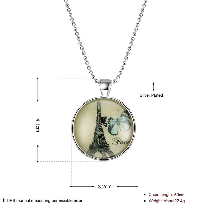 Yellow Chimes Necklaces Yellow Chimes Glow Collection Eiffel Butterfly Silver Pendant for Women Girls
