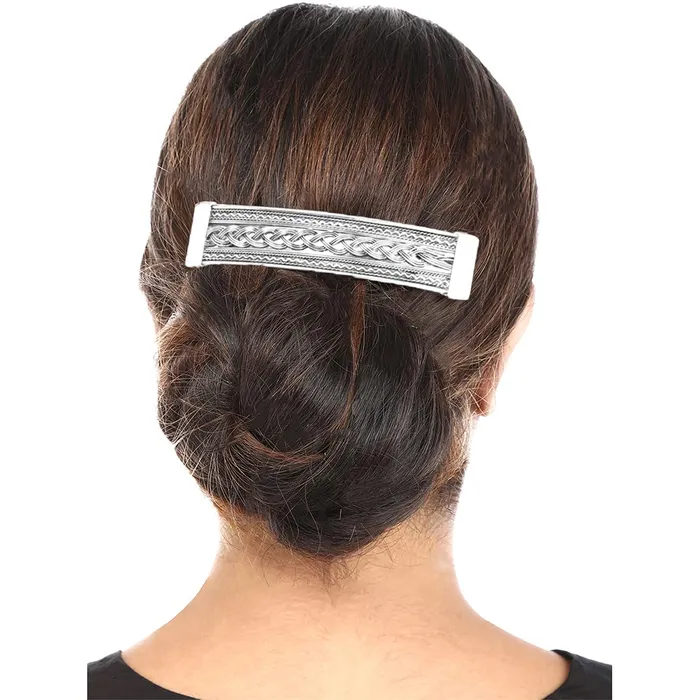 Yellow Chimes Necklaces Yellow Chimes Hair Clips for Women Oxidised Silver Hair Clips 2 Pcs French Barrettes Hair Accessories HairClips for Women and Girls