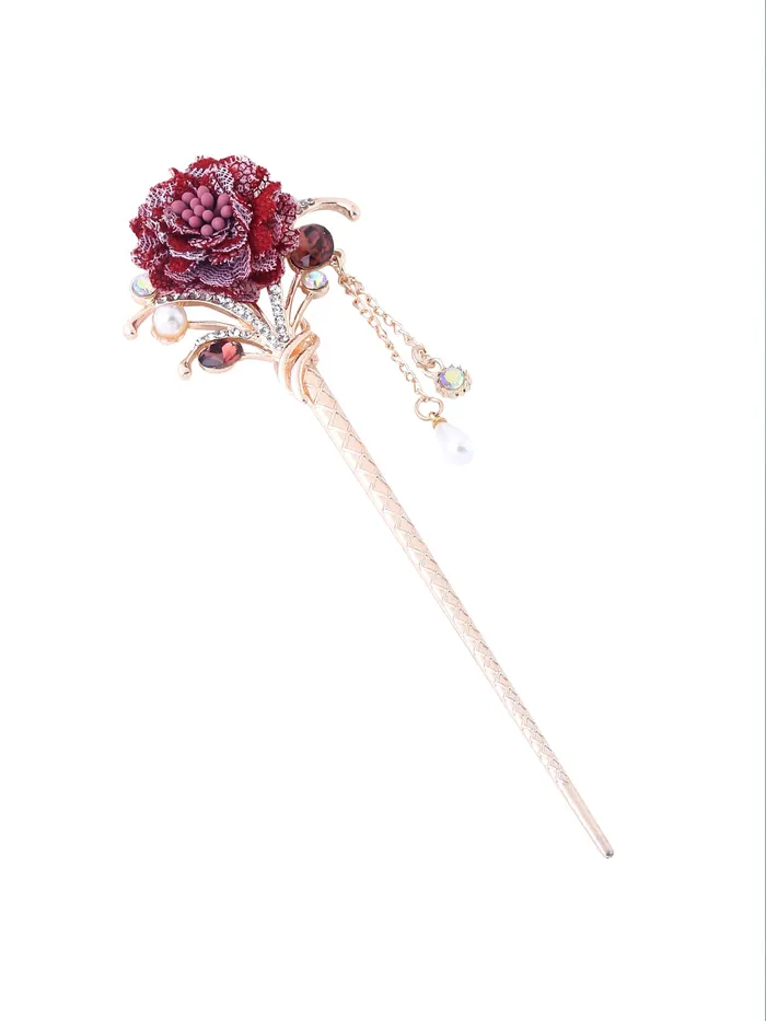 Yellow Chimes Necklaces Yellow Chimes Hair Stick for Bun Stick for Women Girls Hair Accessories for Women Juda Bun Hair Stick Floral Juda Pins for Hair Bun Accessory Hair Bun Ties Gift for Women Girls