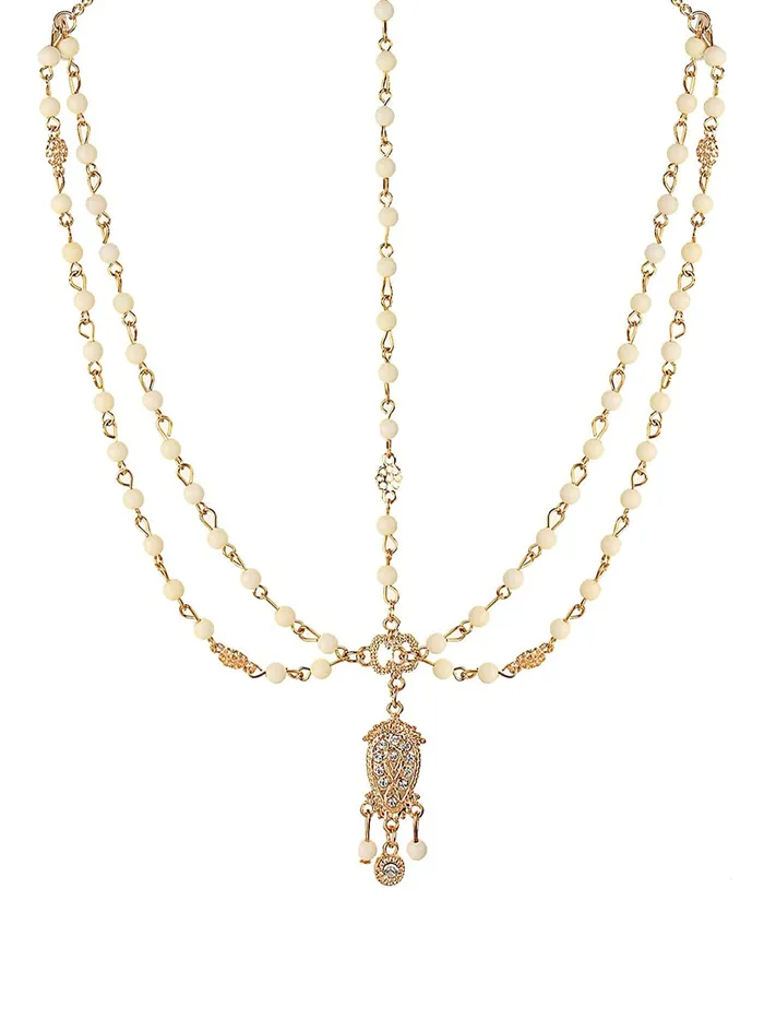 Yellow Chimes Necklaces Yellow Chimes Head Chain For Women Gold Toned Multilayer Pearl Studded Charm Head Chain For Women and Girls Yellow Chimes Necklaces Yellow Chimes Head Chain For Women Gold Toned Multilayer Pearl Studded Charm Head Chain For Women and Girls