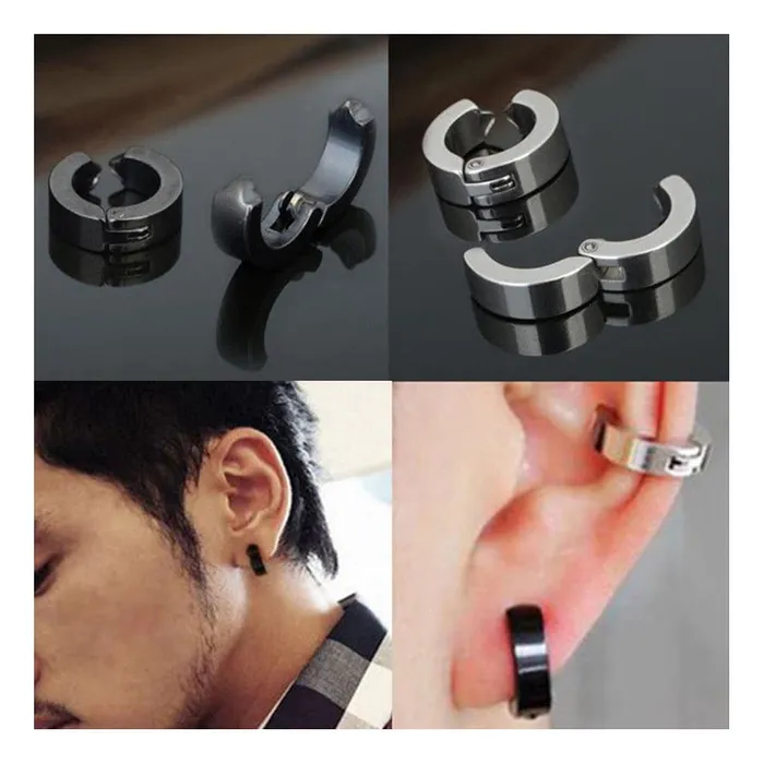 Yellow Chimes Necklaces Yellow Chimes Hoop Earrings for Men Combo of 4 Pairs Stainless Steel Multicolor Non Piercing Huggie Hoops Earrings for Men and Women
