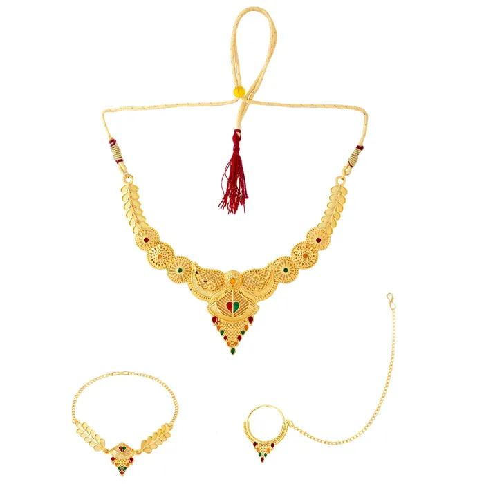 Yellow Chimes Necklaces Yellow Chimes Jewellery Set for Women and Girls Gold Necklace Set for Women Gold Toned Bridal Designed Choker Necklace Set Birthday Gift for girls and women Anniversary Gift for Wife
