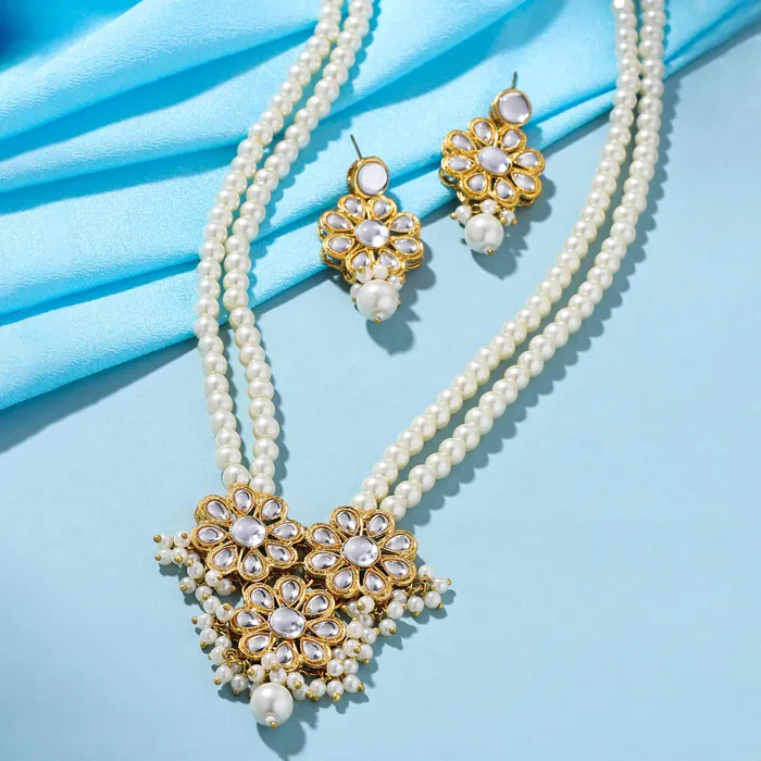 Yellow Chimes Necklaces Yellow Chimes Jewellery Set for Women and Girls Traditional Beads Necklace Set for Women Gold Plated Mothi Necklace Set Birthday Gift for girls women Anniversary Gift for Wife