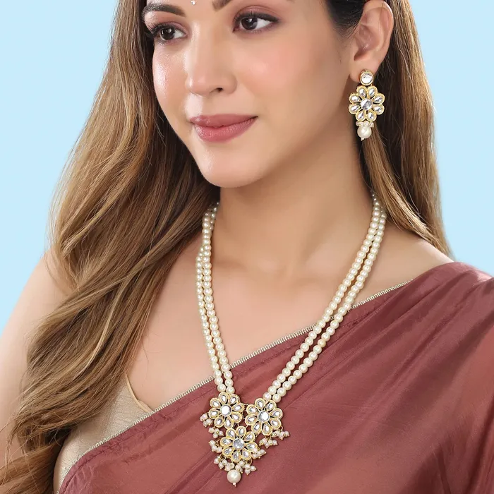 Yellow Chimes Necklaces Yellow Chimes Jewellery Set for Women and Girls Traditional Beads Necklace Set for Women Gold Plated Mothi Necklace Set Birthday Gift for girls women Anniversary Gift for Wife