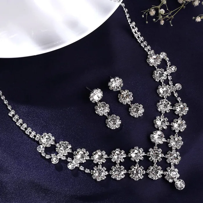 Yellow Chimes Necklaces Yellow Chimes Jewellery Set For Women Floral Crystal Studded Multilayer Designed Necklace Set For Women and Girls