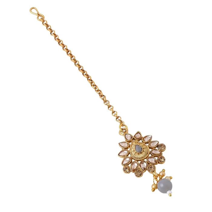 Yellow Chimes Necklaces Yellow Chimes Jewellery Set For Women Kundan studded Choker Set With Earrings and Mangtikka For Women and Girls
