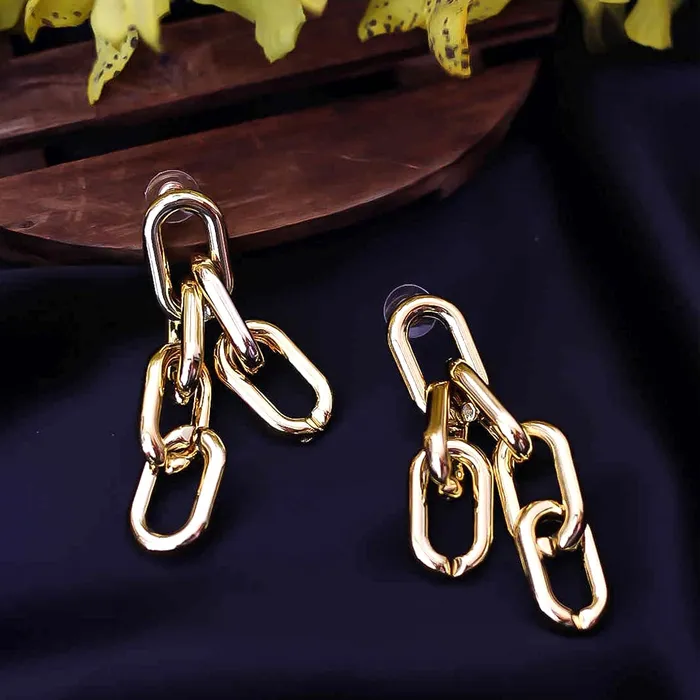 Yellow Chimes Necklaces Yellow Chimes Latest Collection Silver Gold Plated Design Hoop Stud Earrings for Women and Girls Chain Design
