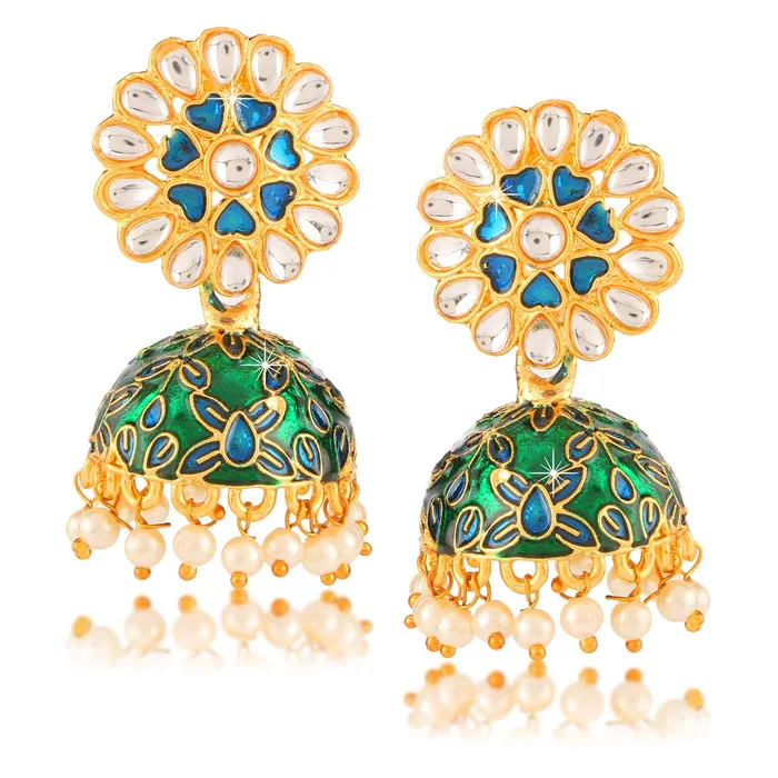 Yellow Chimes Necklaces Yellow Chimes Meenakari Workmanship Latest Stylish Jhumkas Earrings for Women and Girls Yellow Chimes Necklaces Yellow Chimes Meenakari Workmanship Latest Stylish Jhumkas Earrings for Women and Girls