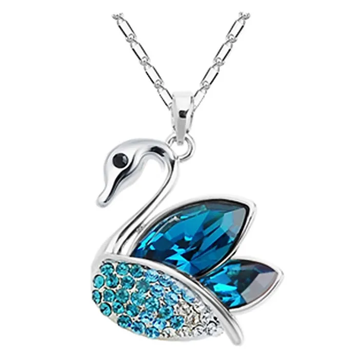 Yellow Chimes Necklaces Yellow Chimes Moxie Collection Swan Love Designer Blue Crystal Combo of Kadaa Bracelet and Pendant for Girls Women