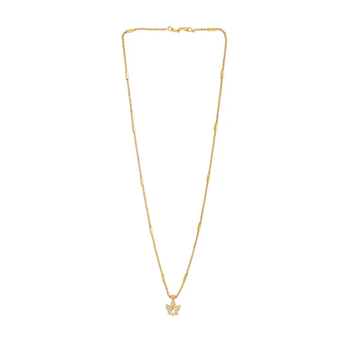 Yellow Chimes Necklaces Yellow Chimes Necklace for Women and Girls Fashion Golden Necklace for Women Western Gold Plated Combo of 2 Pcs Butterfly Pendant Chain Necklace for Girls Birthday Gift for Girls Women