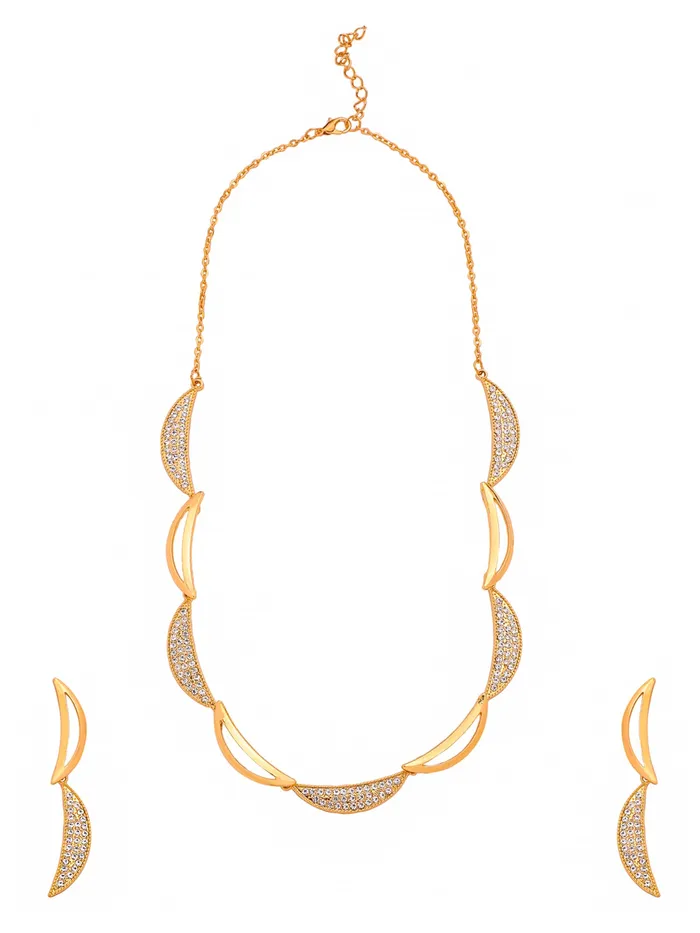 Yellow Chimes Necklaces Yellow Chimes Necklace Set for Women White Stone Necklace Set A5 Crystal Jewellery Set for Women Luxe Layers Rose Gold Plated Necklace Set Birthday Anniversary Gift for Women Wife