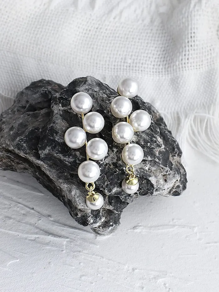 Yellow Chimes Necklaces Yellow Chimes Pearl Danglers Earrings for Women White Earrings for Girls Gold Plated Fashion Women Earrings Long Pearls Dangler Earrings Birthday Gift For Girls Anniversary Gift for Wife