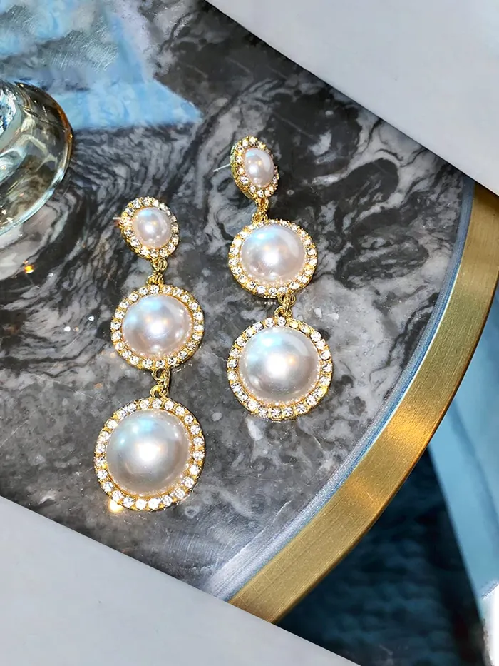 Yellow Chimes Necklaces Yellow Chimes Pearl Danglers Earrings for Women White Earrings for Girls Gold Plated Fashion Women Earrings Long Pearls Dangler Earrings Birthday Gift For Girls Anniversary Gift for Wife