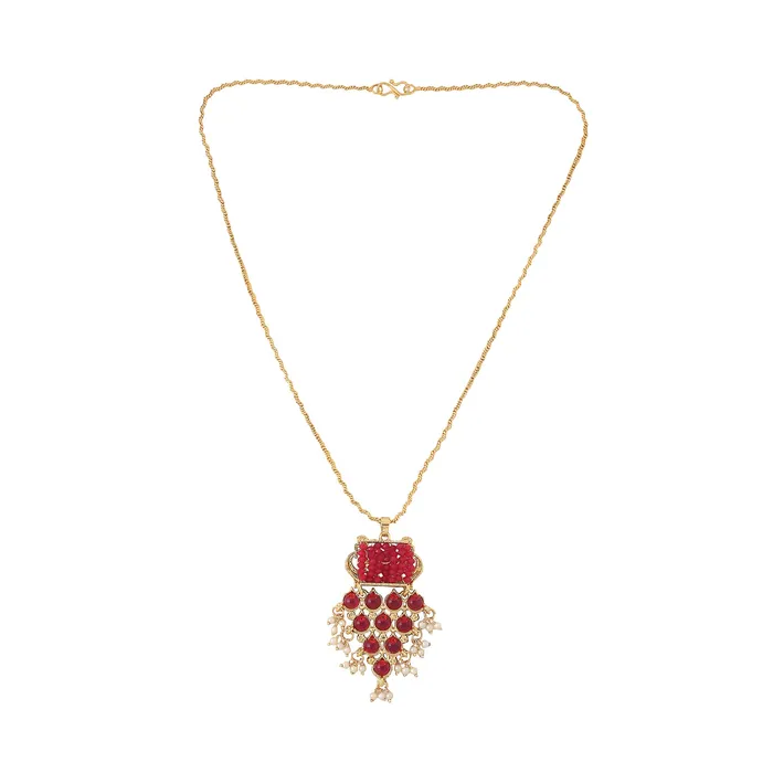 Yellow Chimes Necklaces Yellow Chimes Pendnat Set for Women and Girls Kundan Pendant Set Gold Plated Kundan Studded Drop Designed Pendant Set Birthday Gift for girls and women Anniversary Gift for Wife