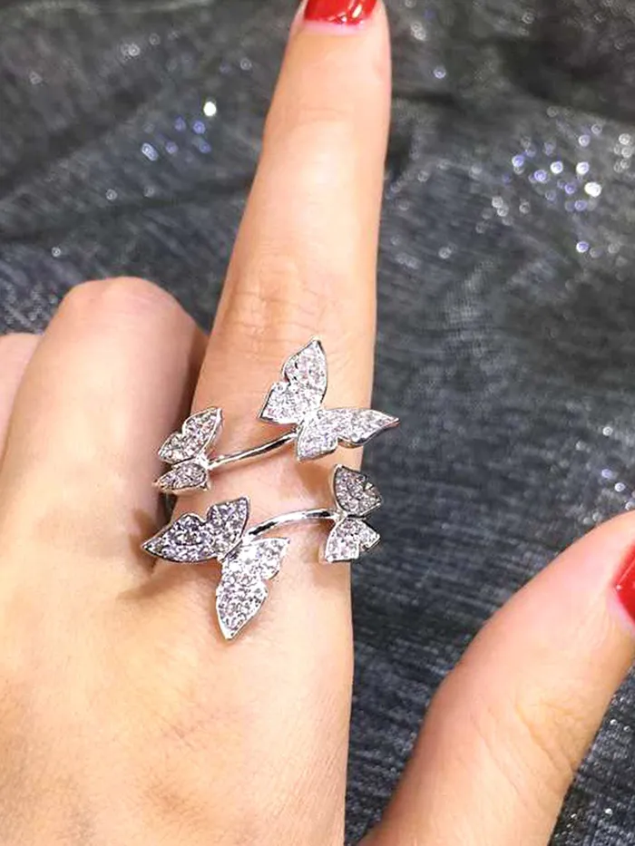 Yellow Chimes Necklaces Yellow Chimes Rings for Women Girls Crystal Ring for Girls Adjustable Butterfly Designed Silver Tone Crystal Finger Ring for WomenBirthday Gift For girls women Anniversary Gift for Wife