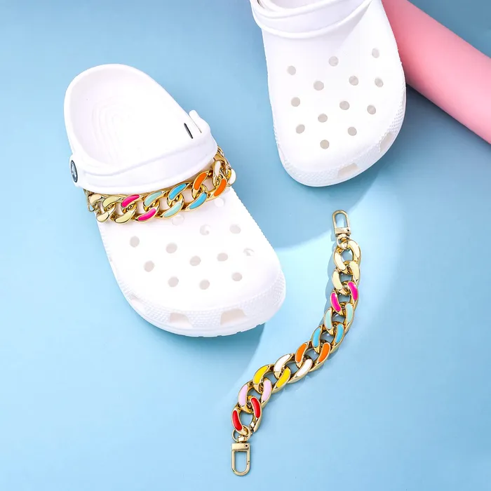 Yellow Chimes Necklaces Yellow Chimes Shoe Chains for Girls and Boys Shoe Accessories Link Chain Design Shoe Decoration Charms Shoe Chains for Unisex Pack of 2 pieces Shoe Chain Charms for Croc