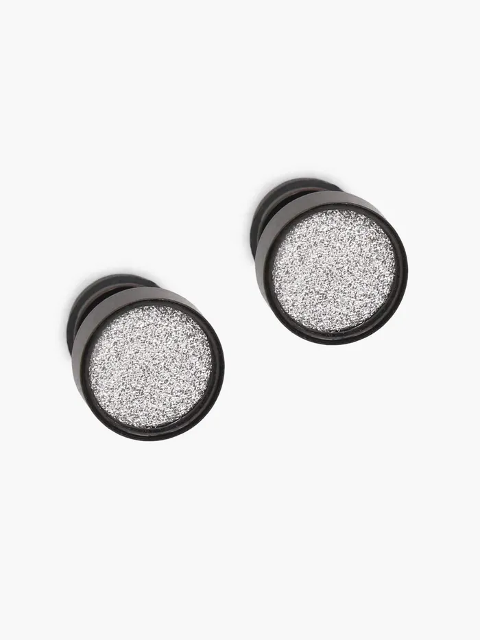 Yellow Chimes Necklaces Yellow Chimes Stud Earrings for Men 2 Pairs Combo Stainless Steel Silver Sparkling Textured Stud Earrings for Men and Boys