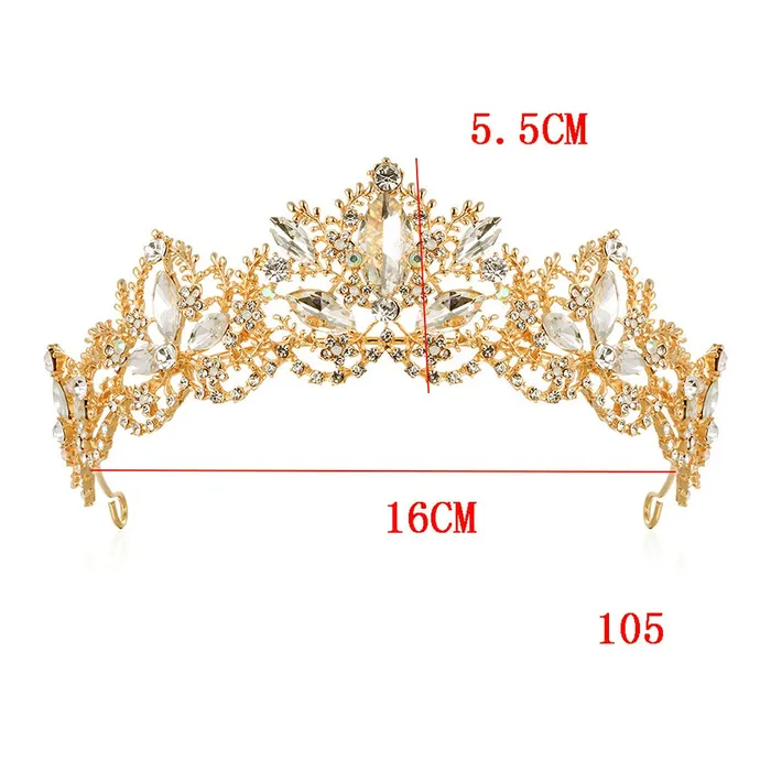 Yellow Chimes Necklaces Yellow Chimes Tiara for Women and Girls Gold Plated Crown for Women White Crystal Studded Bridal Wedding Crown Tiaras for Women and Girls Gift For Women Girls Valentine Gift for Girls