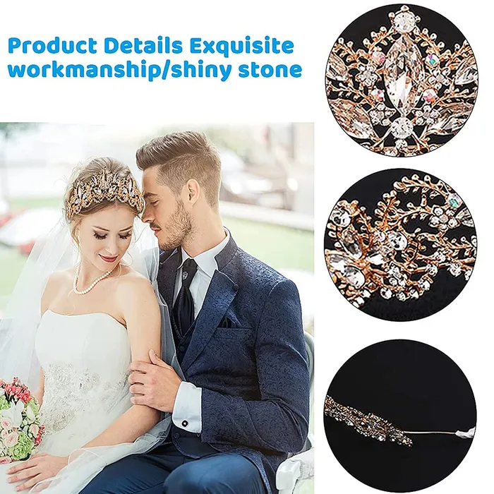 Yellow Chimes Necklaces Yellow Chimes Tiara for Women and Girls Gold Plated Crown for Women White Crystal Studded Bridal Wedding Crown Tiaras for Women and Girls Gift For Women Girls Valentine Gift for Girls