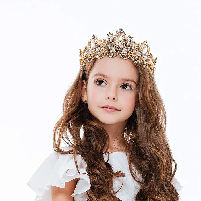 Yellow Chimes Necklaces Yellow Chimes Tiara for Women and Girls Gold Plated Crown for Women White Crystal Studded Bridal Wedding Crown Tiaras for Women and Girls Gift For Women Girls Valentine Gift for Girls